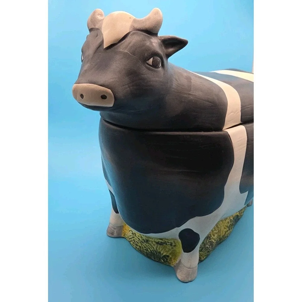 Sakura Warren Kimble Cookie Jar Holstein Cow Ceramic Hand Painted B&W